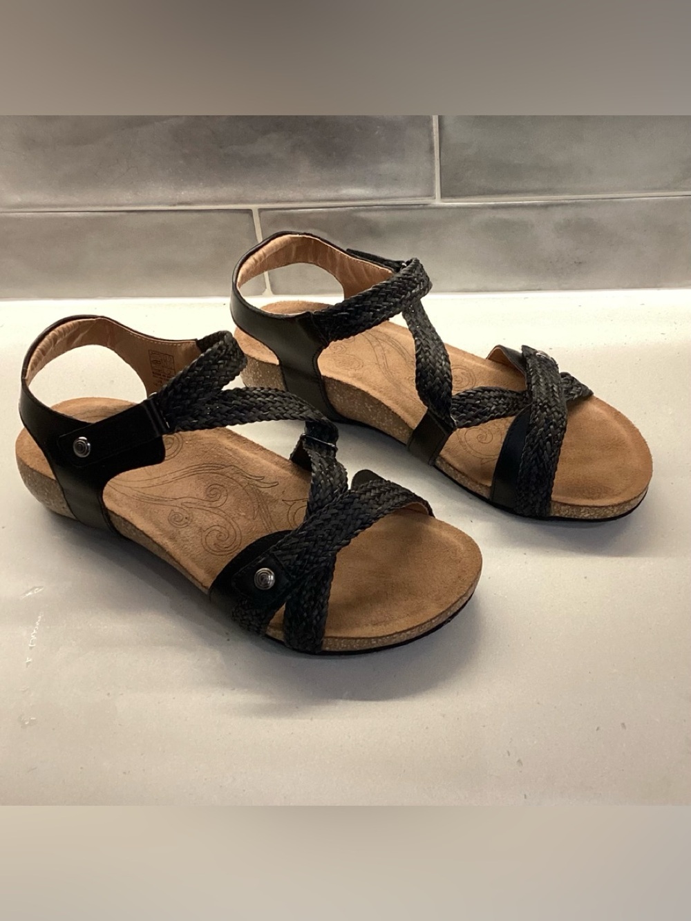 Taos Trulie Woven Leather sandals w/ cork soles - EU size 41 (10-10.5)